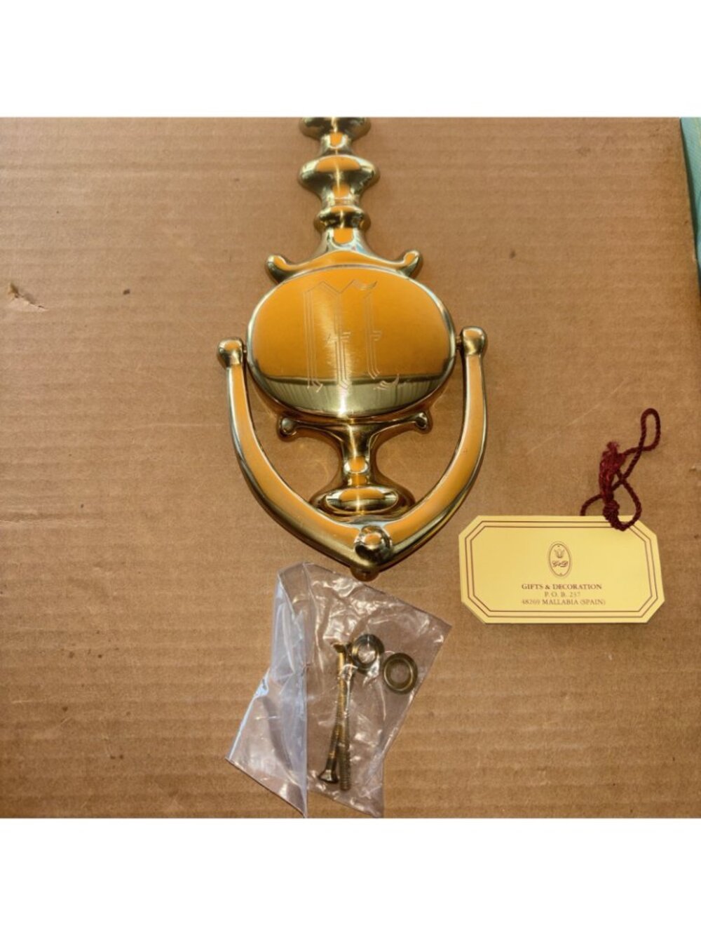 Baldwin Imperial Forged Brass Door Knocker 0116-030 Polished Brass Monogram W